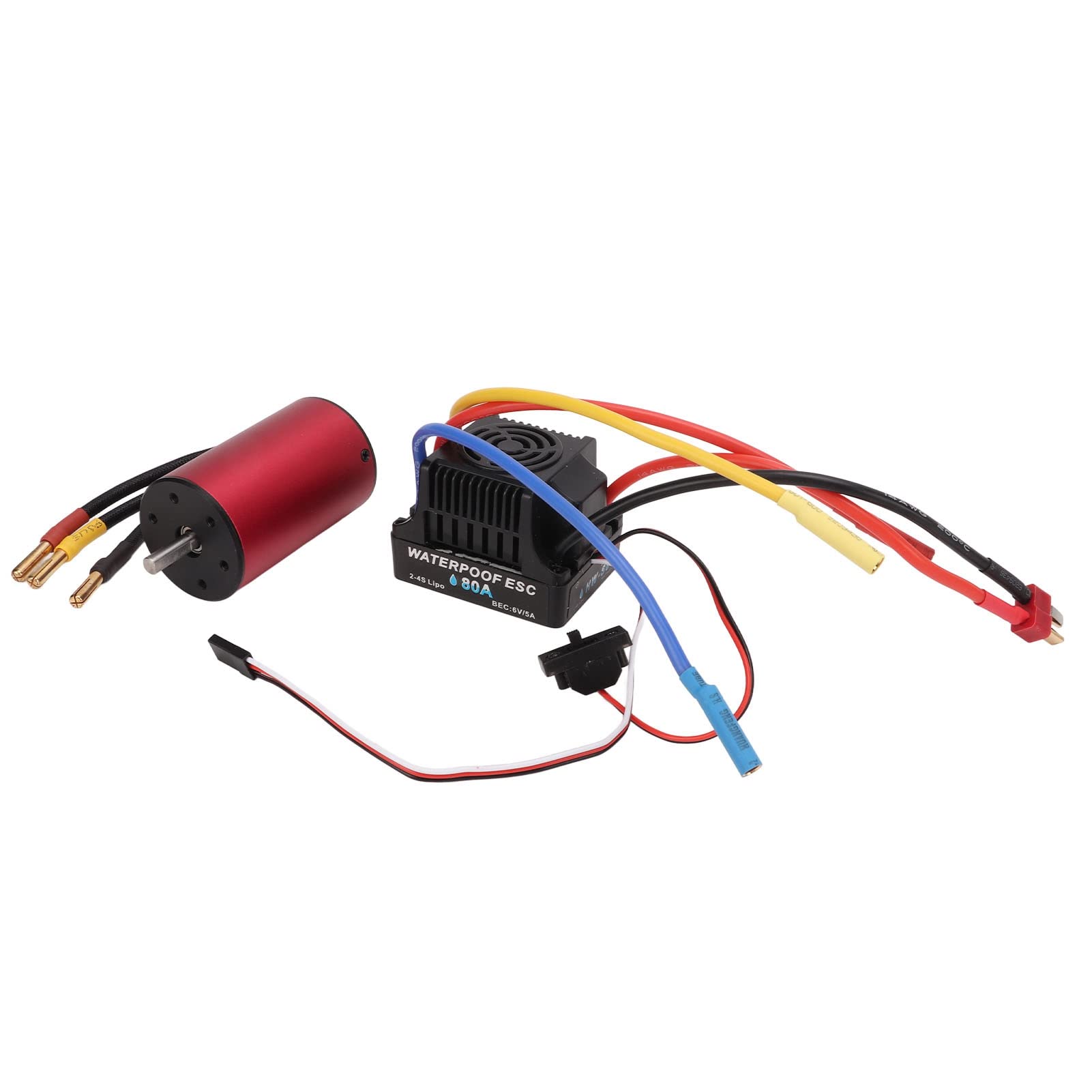 Silnik bezszczotkowy 3300KV Czerwony silnik ze stopu aluminium z zestawem elektronicznego regulatora prędkości 80A do samochodu 1/8 1/10 RC