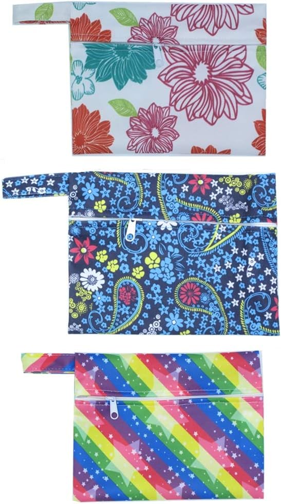 3 Pieces Mini Wet Bags Reusable for Mama Cloth Menstrual Pads/Breast Pads