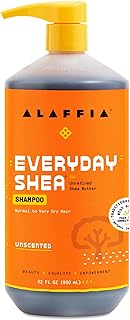 Alaffia EveryDay Shea Shampoo, Unscented, Gentle Cleansing Shampoo for Normal to Dry Hair. Made with Fair Trade Unrefined Shea Butter, No Parabens or Phthalates, 32 fl oz