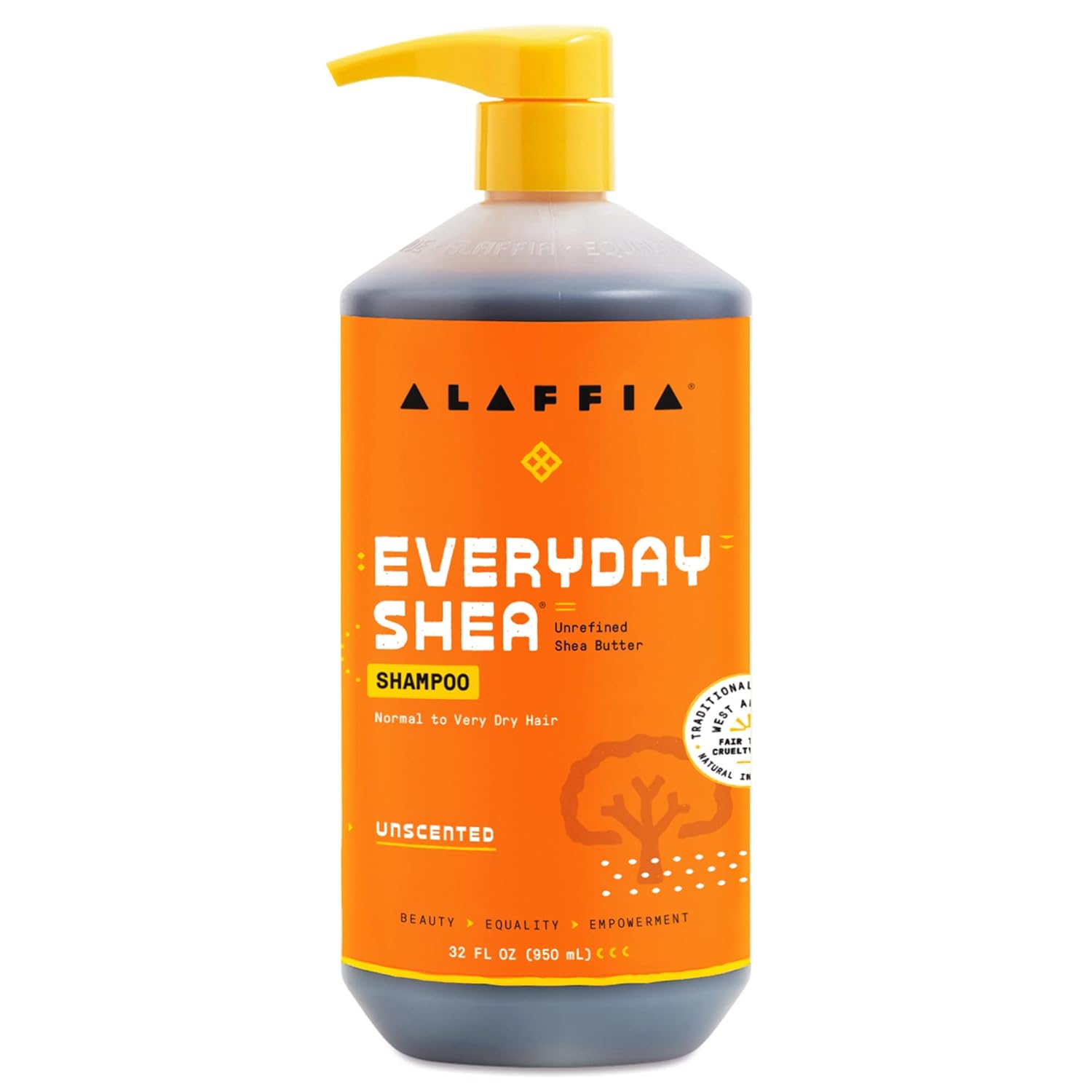 Alaffia EveryDay Shea Shampoo Unscented Gentle Cleansing Shampoo for Normal to Dry Hair Made with Fair Trade Unrefined