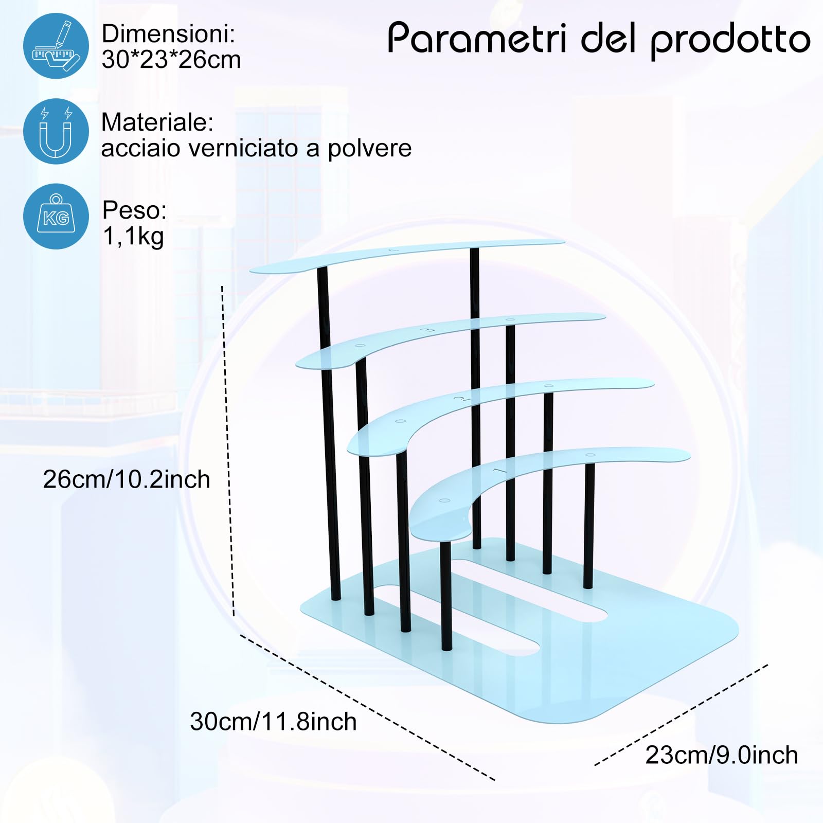 Scaffale per Tonies, in metallo, per Toniebox, per 30-40 personaggi, decorazione per la cameretta dei bambini, regalo per bambini (blu)