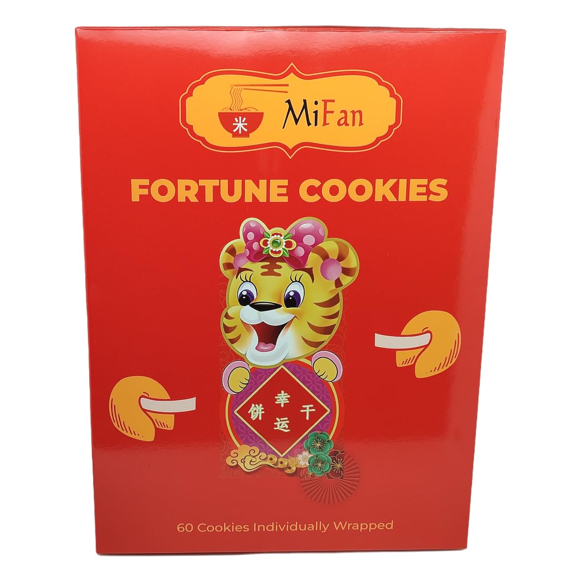 MiFan Fortuna Box - Biscotti della Fortuna Cinesi, Biglietti Profetici, Auguri in Italiano, Confezioni Varie, Sapore Vaniglia (60 Pezzi)