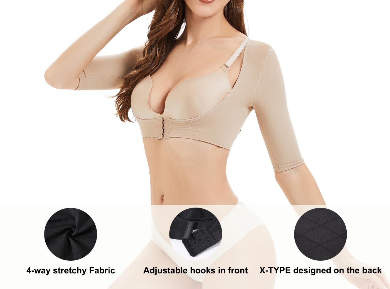 KSKshape Kształtownik ramion dla kobiet rękawy kompresyjne na ramiona pooperacyjne rękawy wyszczuplające korektor postawy topy bielizna modelująca, L