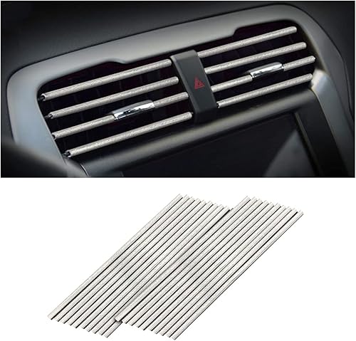 20 tiras de decoración de aire acondicionado para automóvil, salida de ventilación automática, tiras de moldura cromadas para bricolaje, línea de