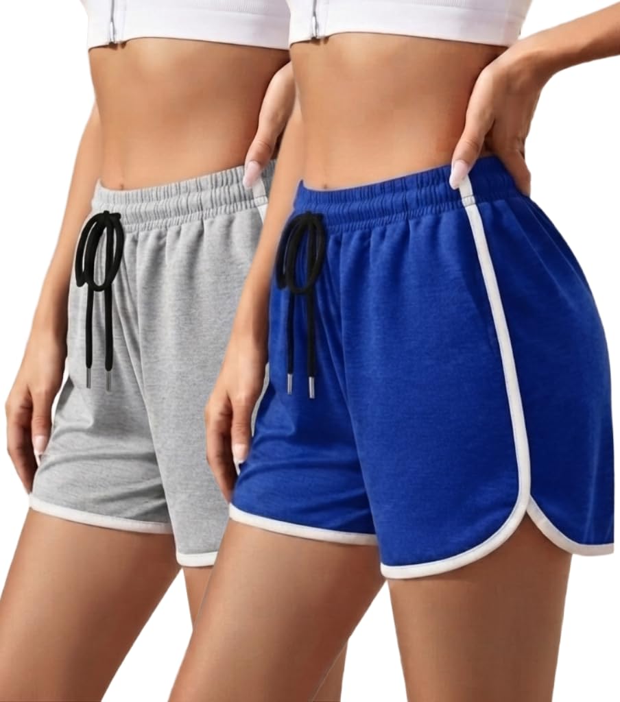 Women's Cotton Shorts | Shorts for Women | Women's Gym Shorts | Running Shorts for Women | Workout Shorts | Yoga Shorts | High Waist Shorts | Elastic Waist Casual Shorts-Pack of 2-image-35
