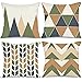 MIULEE Zestaw 4 poszewek na poduszki lniane nowoczesne ochraniacze geometryczne, dekoracyjne kwadratowe współczesne poszewki na poduszki do domu salonu sofa łóżko 45 cm x 45 cm 18 x 18 cali zielono-brązowe