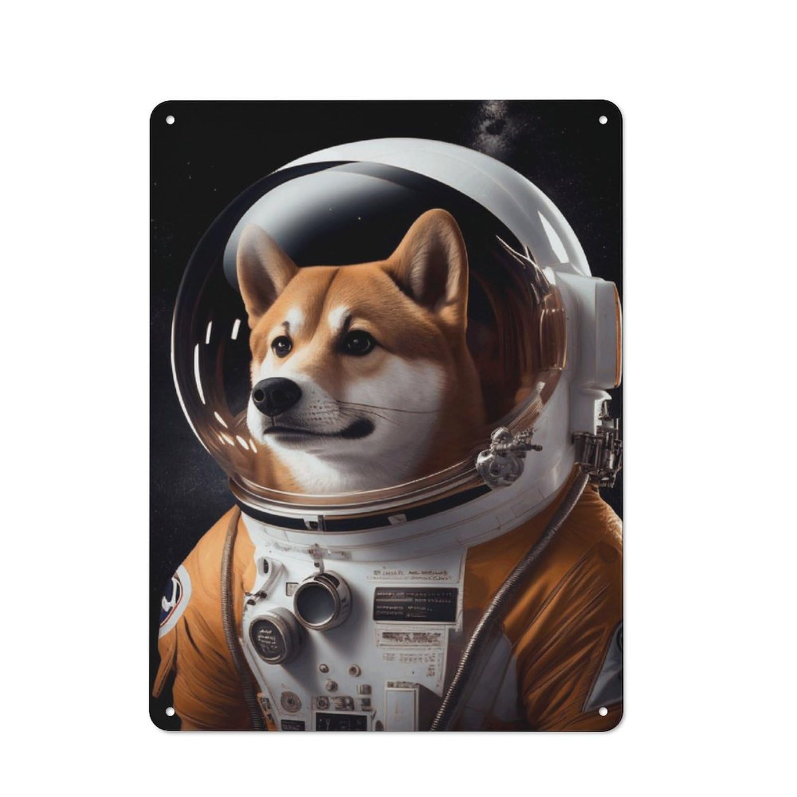 Junmoney Shiba Inu Astronaut For Man Cave Or Games Room, Retro Tin Sign 40X30cm, A Christmas Gift For People Styling Man Cave And Games Room