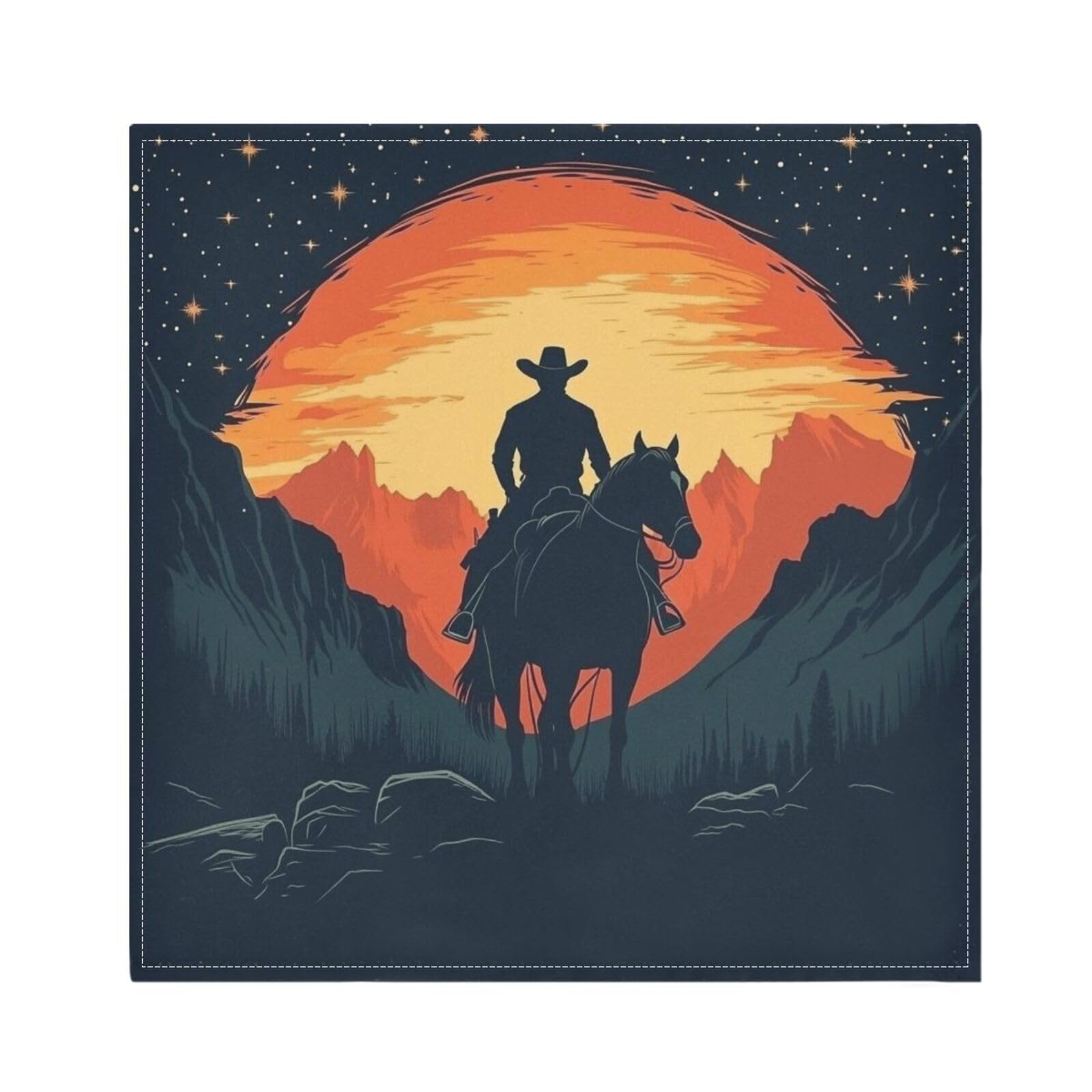 Ttgoth Cowboys Cloth Napkin Set of 4 Washable & Reusable Dinner Napkins for Dining Table, Banquets, Wedding, Party, 50x50 cm