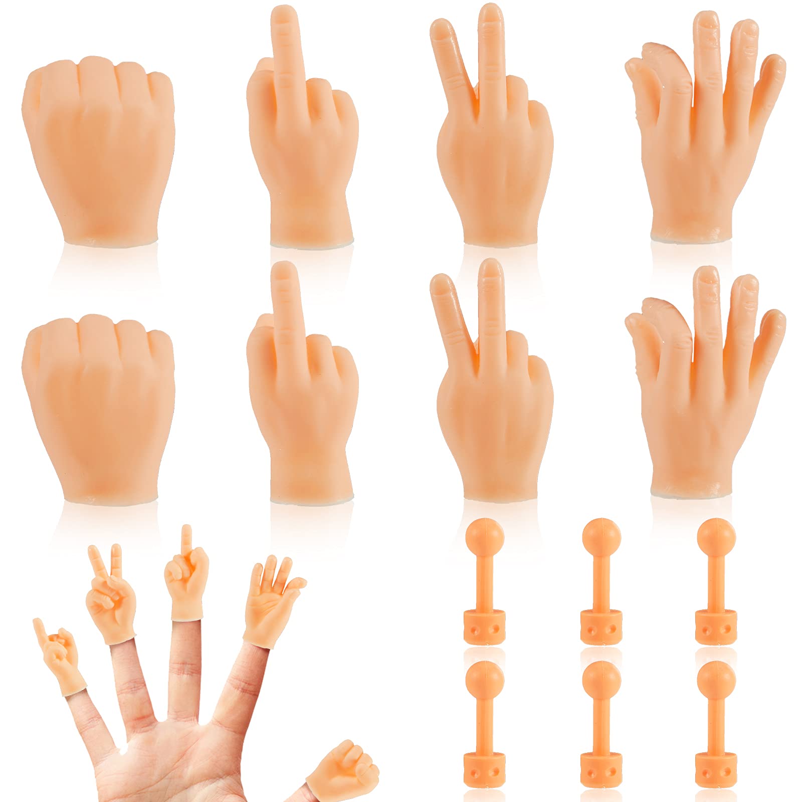 8 Pieces Tiny Hand Puppet Finger Hands Cat Toy Finger Puppets Mini Tiny Hands Little Finger Hands for Cats with 6 Holding ...