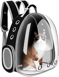 Mochila De Transporte Para Pets Cachorros E Gatos Com Ventilação Transparente E Visão Panorâmica Bolsa Astronauta de Passeio (Preto) - YODHE