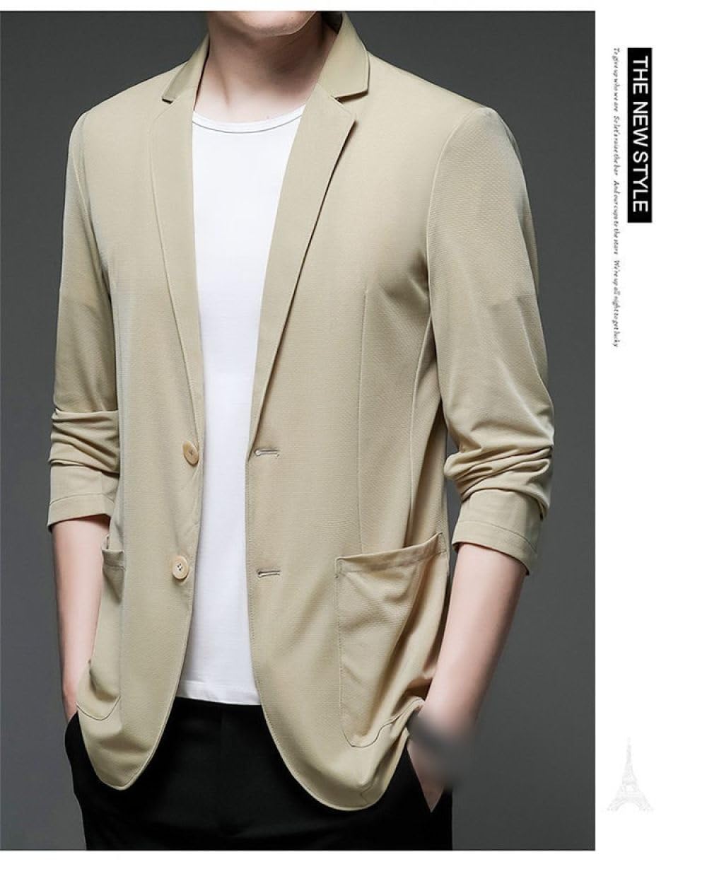 Anzugjacken Für Herren,Dünne Herren-Blazer-Jacke, Stretch-Mantel, Leicht, 2 Knöpfe, Solide Strickjacke, Oberbekleidung, Bequem, Atmungsaktiv, Lässig, Business-Sport-Blazer, Klassisch-Schicke Bla