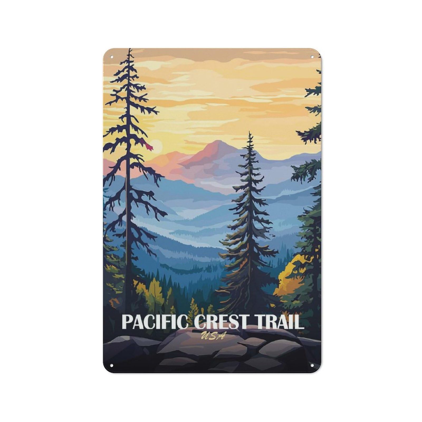 Junmoney Style-23 Metal Wall Sign 30X20cm Featuring Pacific Crest Trail Landscape Art For Bar Or Restaurant, Gift For Bar Decor Enthusiasts During The Christmas Season