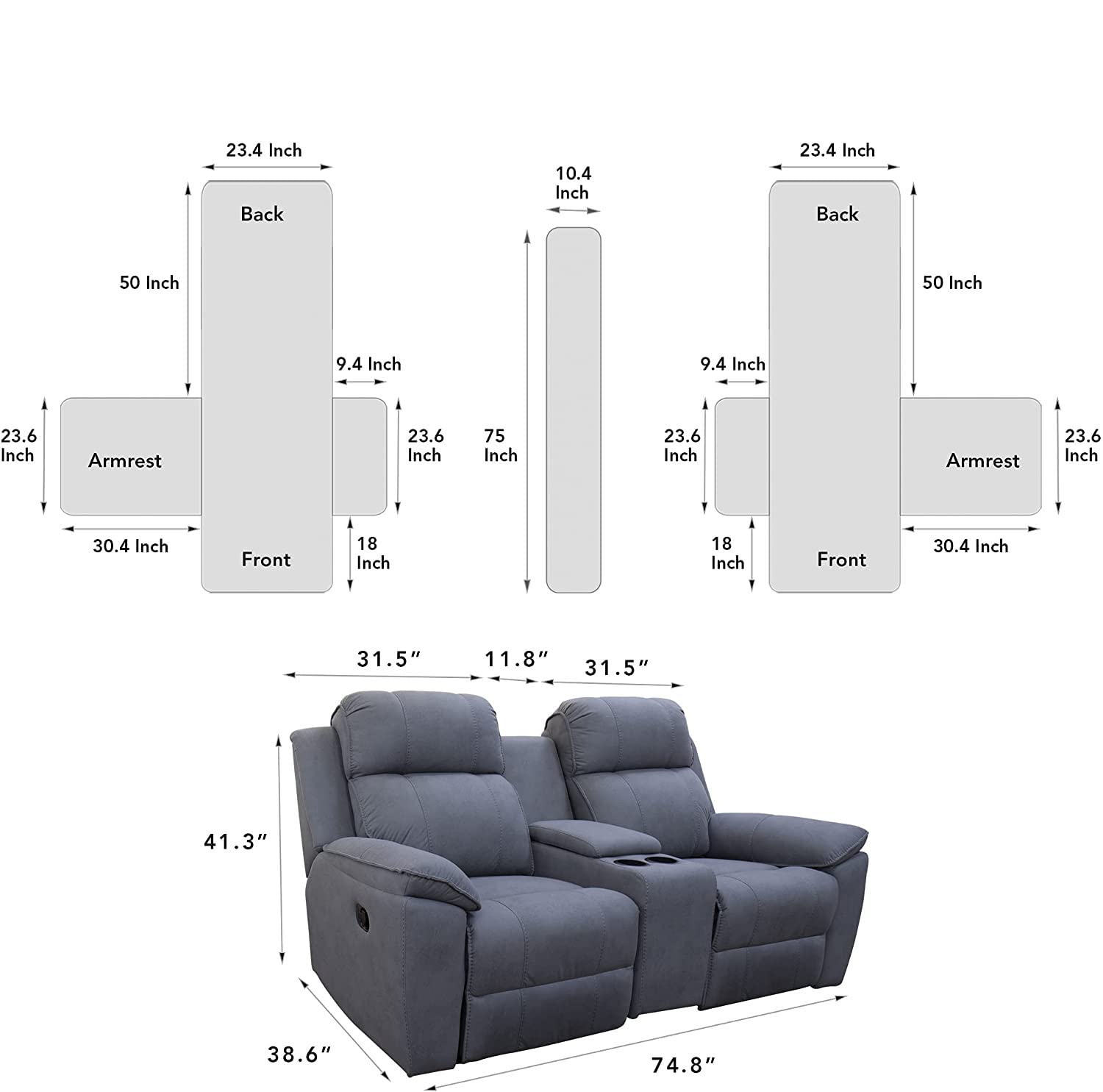 Pikowany pokrowiec na leżankę typu loveseat z konsolą, elastyczny, podzielony ochraniacz na sofę dla zwierząt domowych, odporny na sierść, pokrowiec na kanapę, wodoodporny ochraniacz na meble