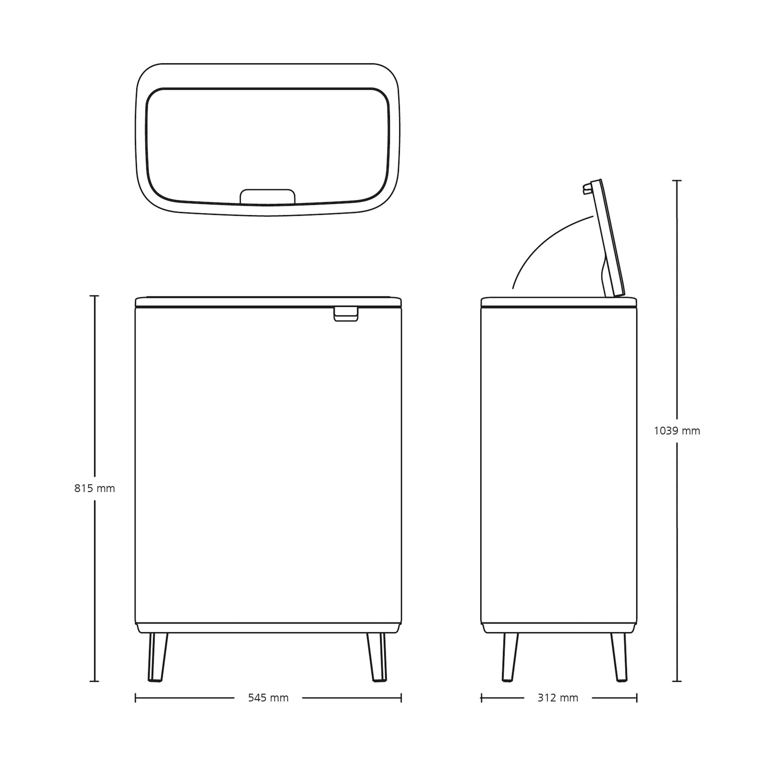 Brabantia Bo Touch Bin Hi Küchenmülleimer 2 x 30 l - Abfalleimer mit Soft-Touch-Öffnungssystem | Platzsparender Restmülleimer mit zwei Inneneimern für die Küche | Soft Beige