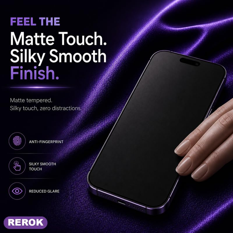 Image of Anti-Glare Matte Tempered Glass Screen Protector for iPhone 15 [Pack of 2] | Anti-fingerprint, Edge-to-Edge Coverage, Scratch Resistant, Case Friendly with Easy Installation Kit.