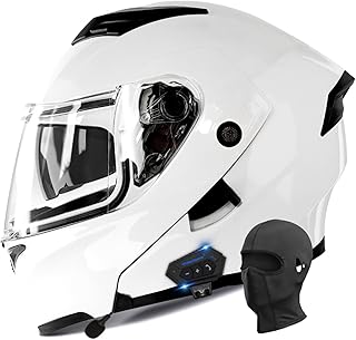 Modular Motorcycle Bluetooth Helmet Flip up Front Helmet with Hood Full Face Motorbike Helmet Adult Integrated Riding Helm...