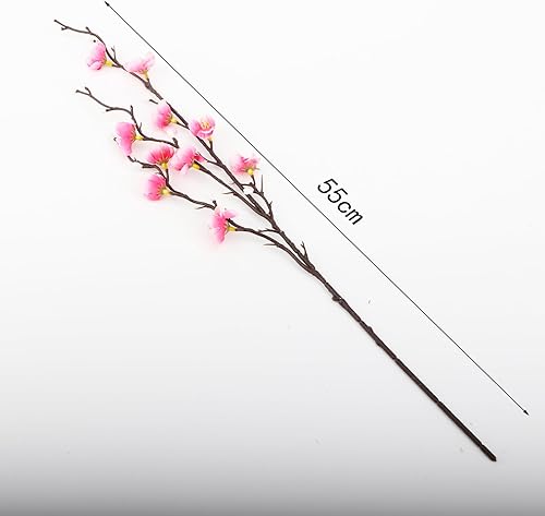 Miniatura 3 de LGEGE Juego de 6 flores artificiales de ciruelo rosa, ramo de flores falsas para decoración del hogar, cocina, oficina, hotel, centro de mesa,