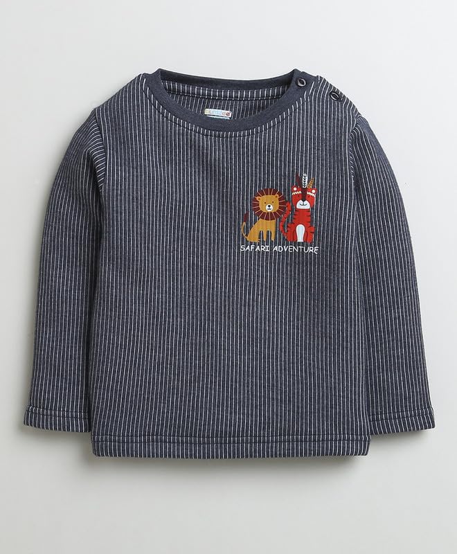 BUMZEE Peb9636 T-shirt termiczny i spodnie do biegania dla chłopców, pełne rękawy, bawełna, ciemnoszary
