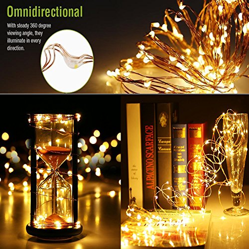 Fairy Lights, 2M 20 LEDs Battery Powered Silver Wire String Lights Waterproof Fairy Lights Indoor Outdoor Lighting Bedroom Garden Jars Camping Wedding Party Festival Tree decorations - Warm White - Image 4