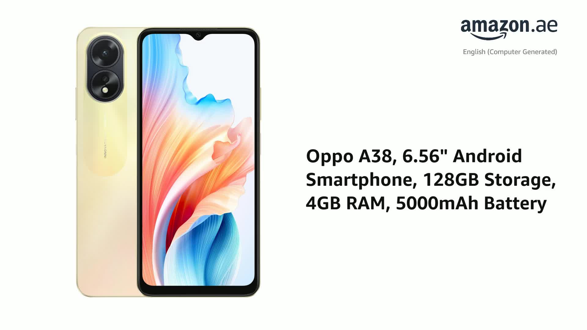 OPPO A38 128GB + 4GBRAM Dual SIM 6.56 inches Smartphone 128GB 4GB