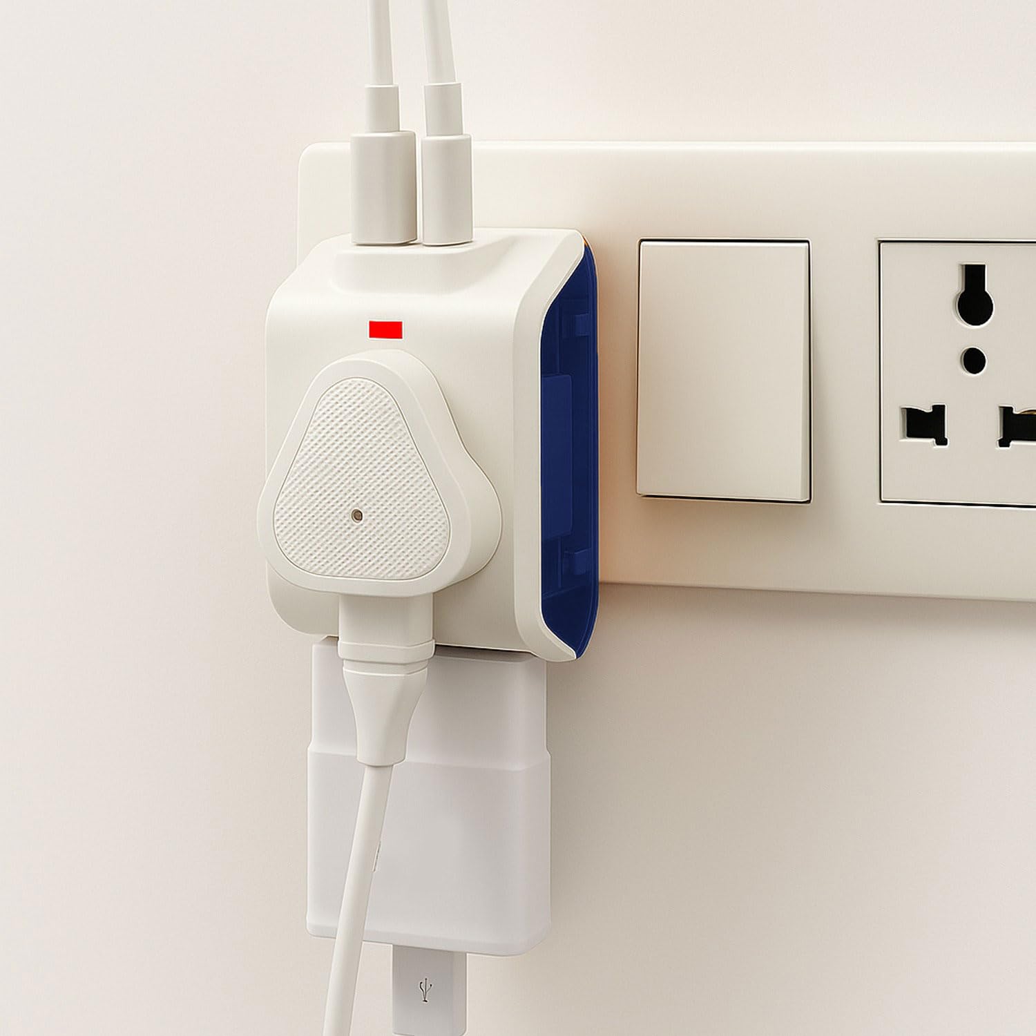 EMBOX 3 Pin Multi Plug Socket-Universal Travel Adapter with Individual Switch Safety Shutter LED Indicator-3 Way Plug Extension for Home Office Travel-5A-250V (2SOCKETS+2USB Pack of 1-Blue)-image-24