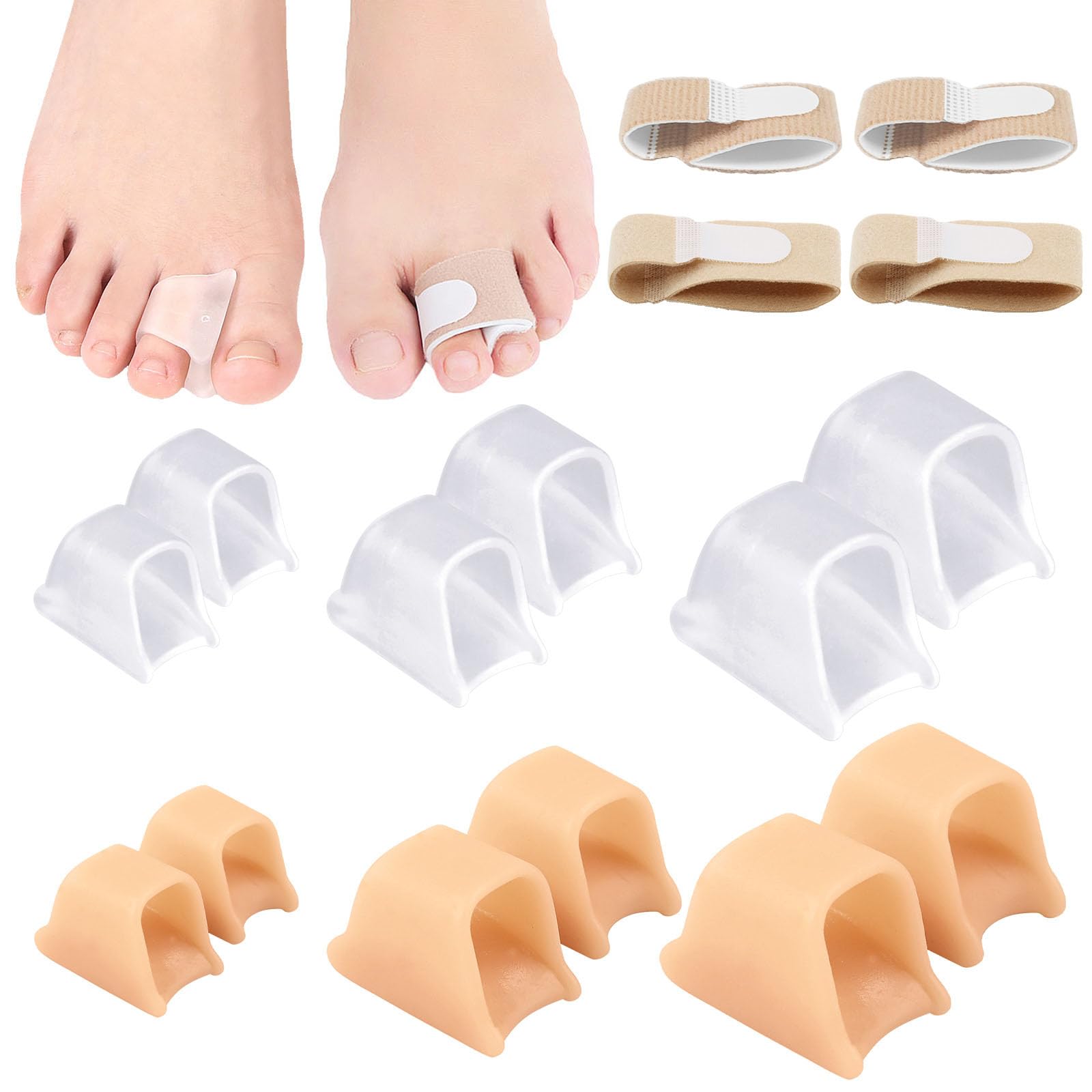 ZOCONE 16 Piezas Corrector Dedo Martillo para Pies Silicona Separador Dedos Pie Vendaje Dedo Pie Ferula Dedo Martillo Pie Alisador de Dedos Martillo Ajustable Enderezador de Dedos Pies Garra Martillo