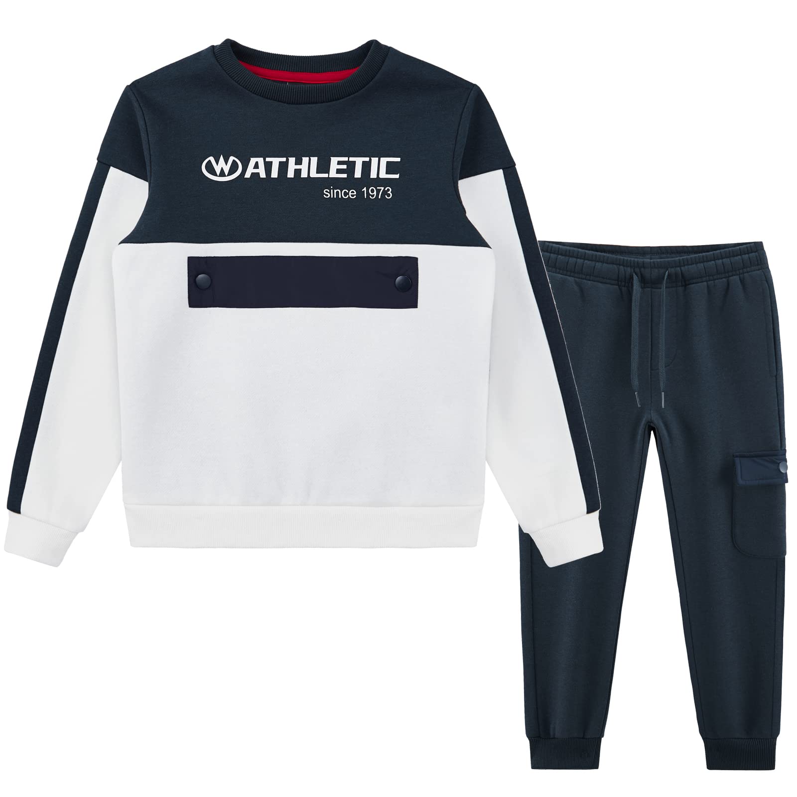 W JIANWANG Boys' Activewear Kids Clothing Sets Full Zip Fleece Brush Tracksuits Active Jackets and Pants 2 Piece 2-8 Years…