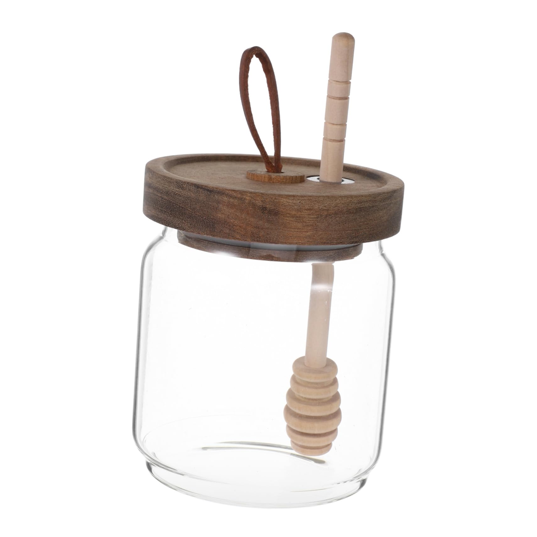 COLLBATH Honey Jar with Lid Clear Glass Honey Dispenser for Syrups and Sauces Ergonomic Dipper Included Food Safe Storage Pot for Home Kitchen Organization