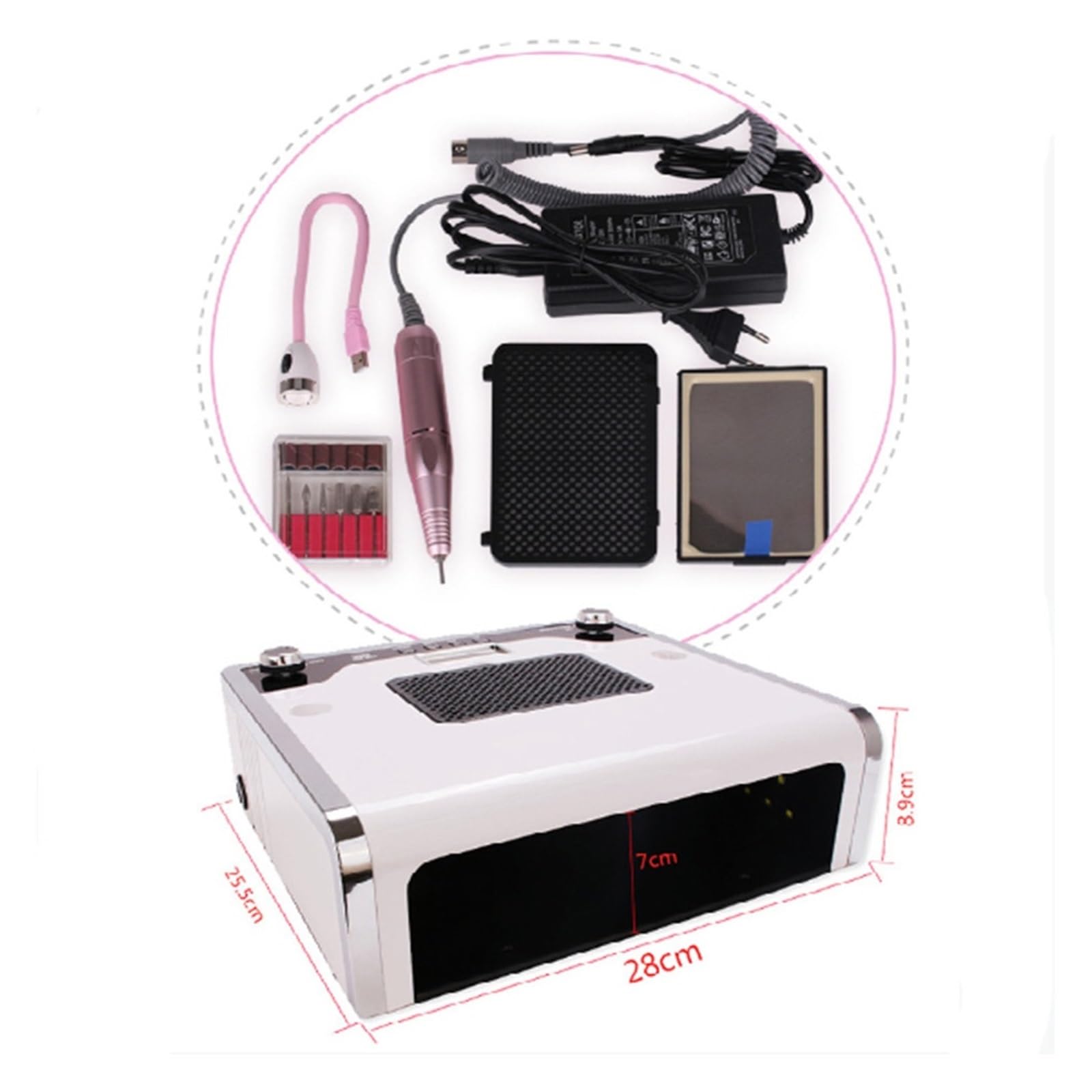 Aspirador Uñas Profesional, Lámpara Led UV de 108W for manicura, aspiradora 4 en 1, taladro for uñas, lámpara for manicura, máquina de manicura con colector de polvo for uñas Led