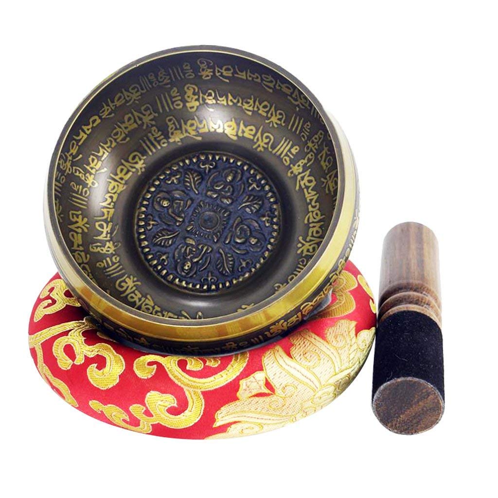 Campana tibetana tibetana, in rame, con martelletto e cuscino