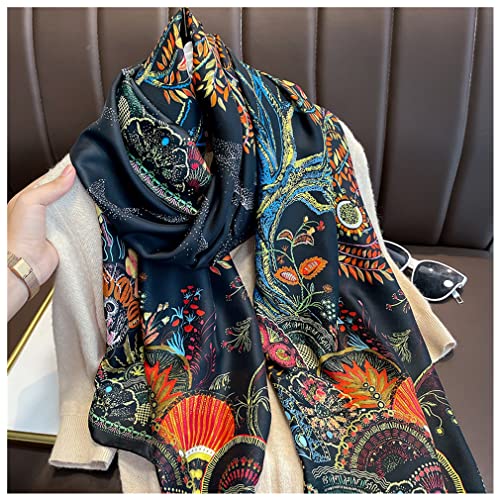 Image of Aufeel Fashion Scarves 100% Silk Felling Scarf Long Lightweight Sunscreen Shawls Wrap for Women Hair Scarves