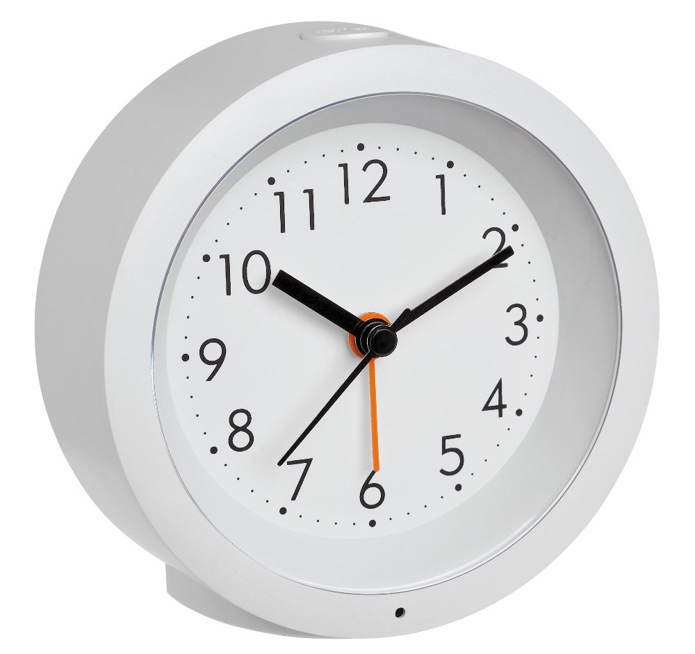 TFA Dostmann Analogue alarm clock, 60.1029.02, non ticking, bedside, snooze function, nightlight