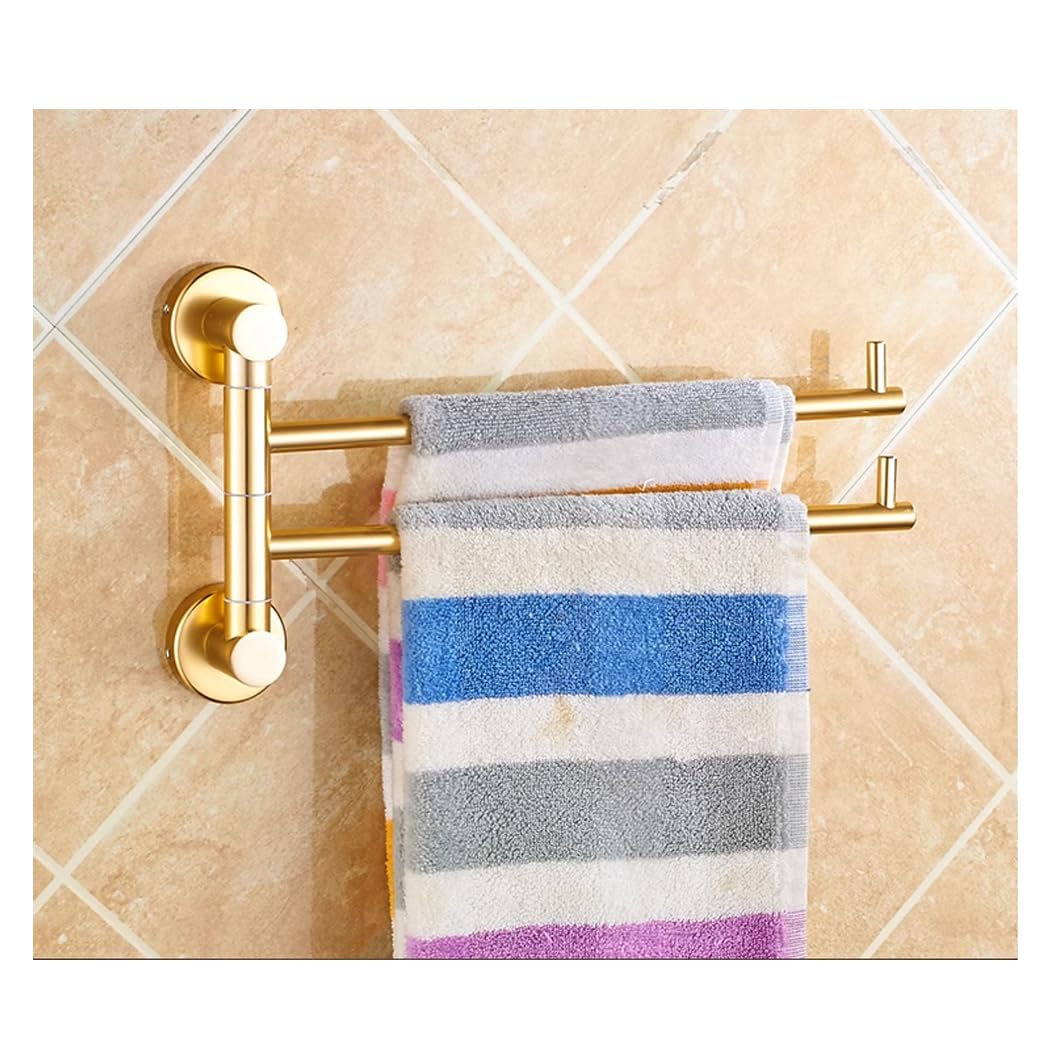 LMYSXAOZ Modern Gold Bath Towel Holder Swing Out Bar, Bathroom Hand Rack 4-Bar Folding Arm Swivel Hanger Wall Mount,Space Saving Swinging Bar for L35cm-2bar