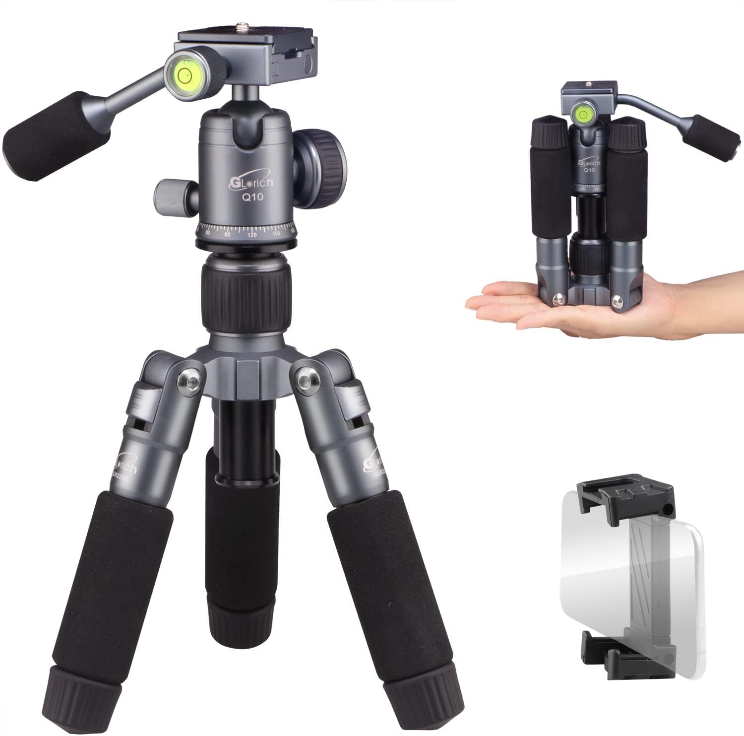 Glorich Portable Tabletop 20” Mini Tripod with 360 Degree Ball Head, Aluminum Alloy Small Travel Desktop Tripod Max Load 13 lbs Compatible with DSLR Camera Sony Canon Nikon Video Camcorder Phones