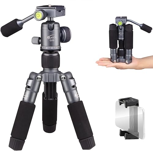 Glorich Mini trípode portátil de mesa de 20 pulgadas con cabeza de bola de 360 grados, trípode de escritorio de viaje pequeño de aleación de