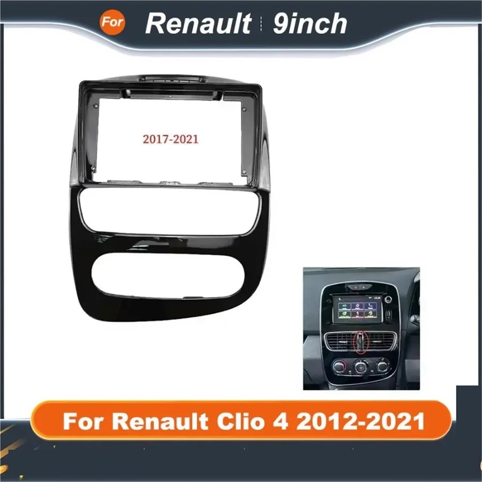 Juego de instalación de Radio Marco de Radio Coche 9 Pulgadas Compatible con Renault Clio 4 (2012-2021), Kit instalación Panel Tablero Audi Canbus(A Frame Cable Canbus)
