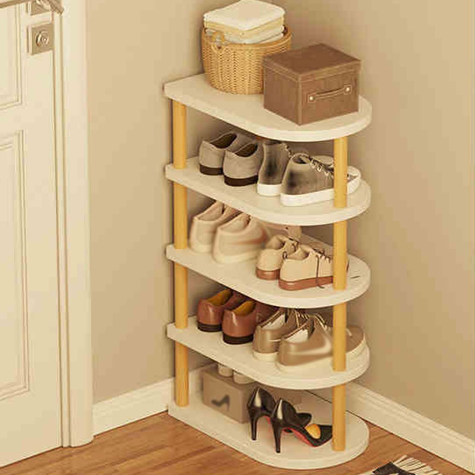 JHDXL Vertical Display Shoe Rack, Shoe Rack Made of Solid Wood, Square Shoe Cabinet Storage, Shoes Closet Wood Shoe Storage, Shoe Organizer, Vertical Shoe Rack(64cm/25.2in)