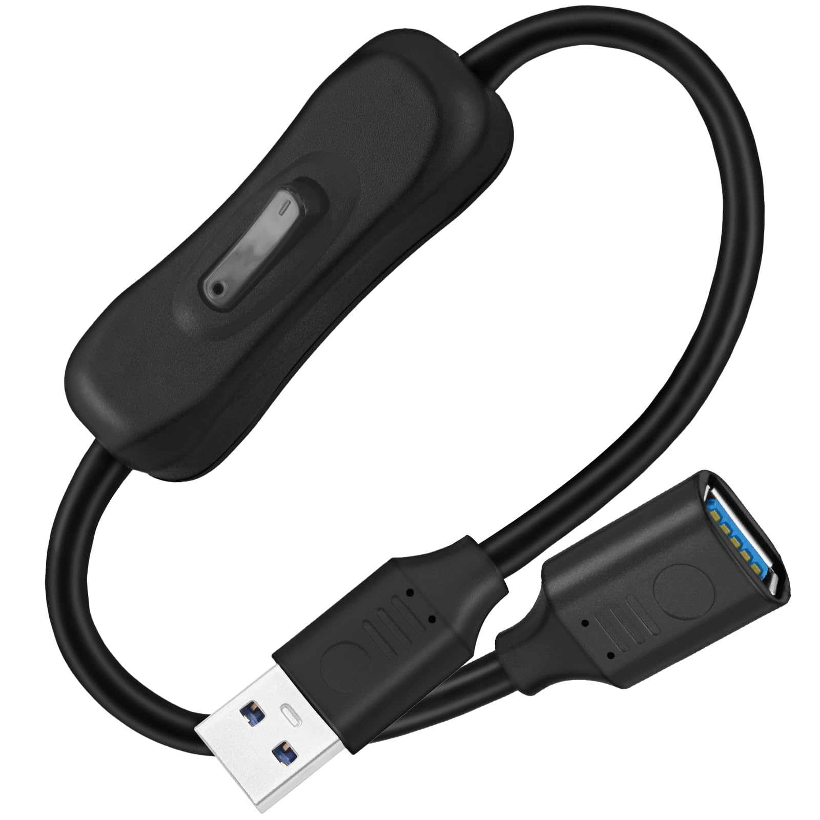USB On/Off Switch Power Cable, 5Gbps USB 3.0 Extension Cable, 1FT Type A Male to Female Charger Cord, Support Both Data & Power, Suitable for LED Lamps, Laptops & Other Low-Power Appliances