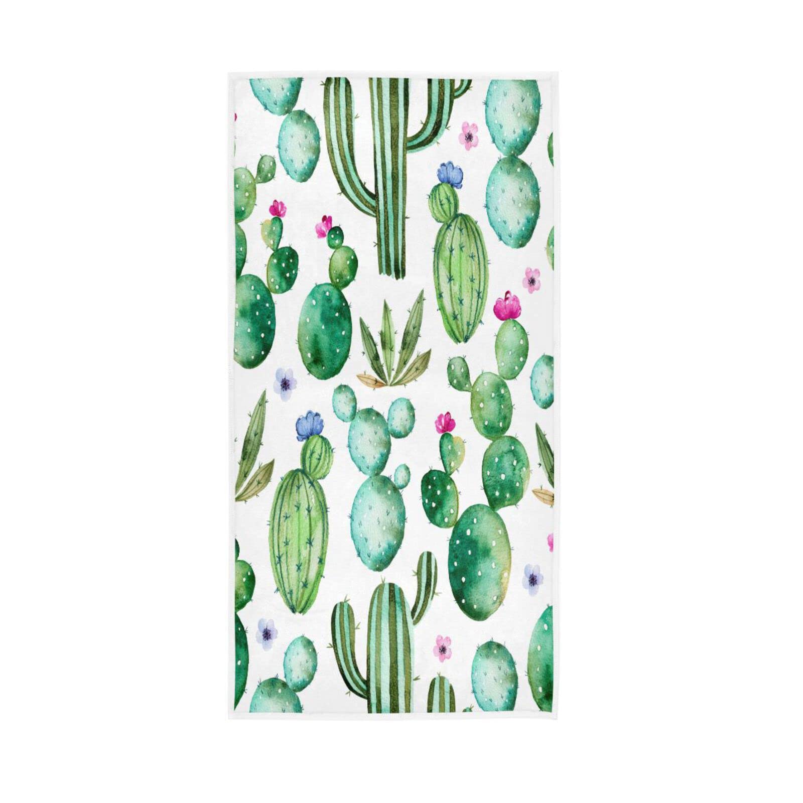 LSRCPD Funny Watercolor Cactus Hand Towel, 15 x 30 Inches, Spa Hand Towels Farmhouse Hand Towels