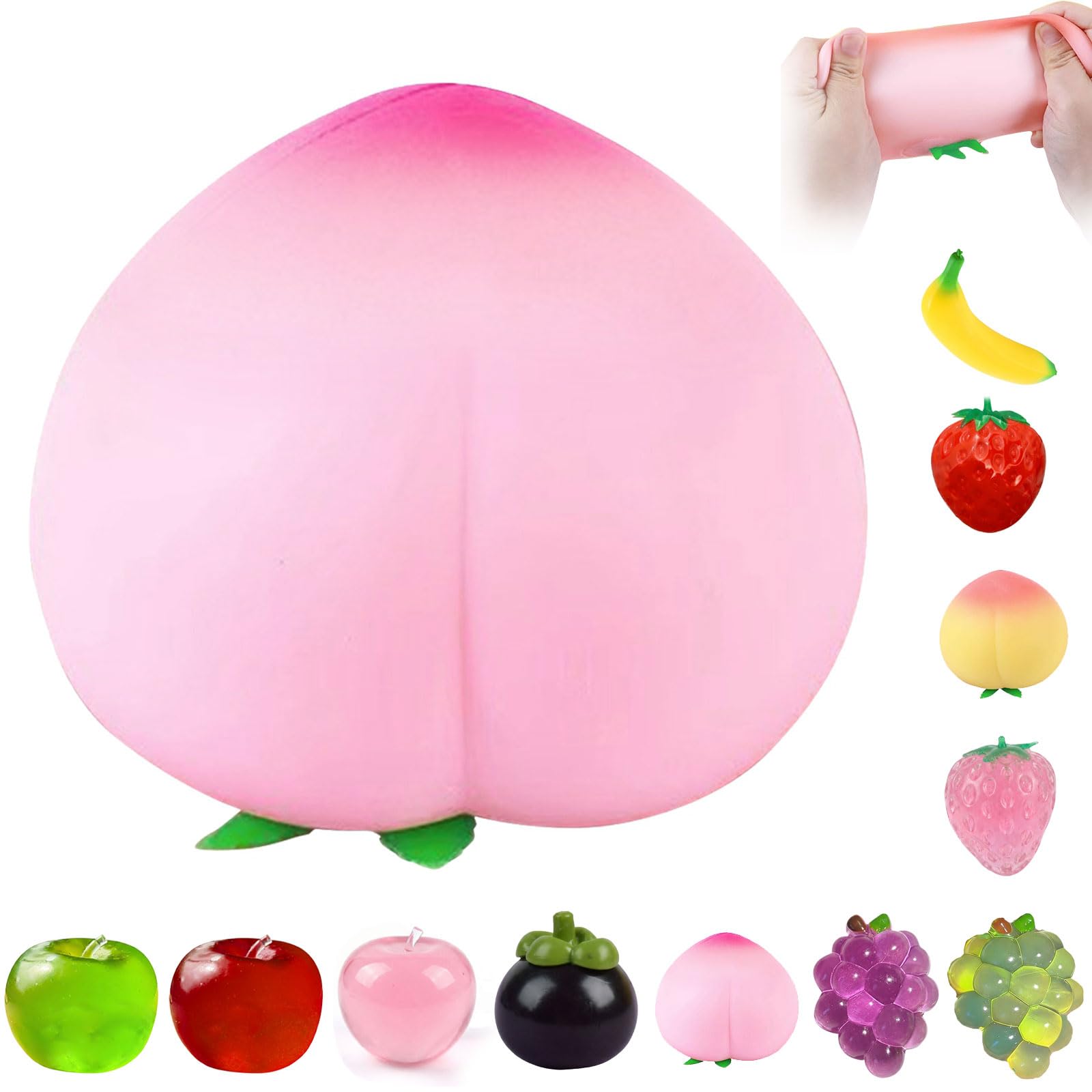 Fruits Squeeze Toys, Cute Apples Squeeze Toys, Squishy Stress Ball Fidget Toy for Kids and Adults Anxiety Relief, Soft Squeeze Sensory Ball Sensory Toys,Funny Desk Decor,Party Favors Gifts (D) â image 1