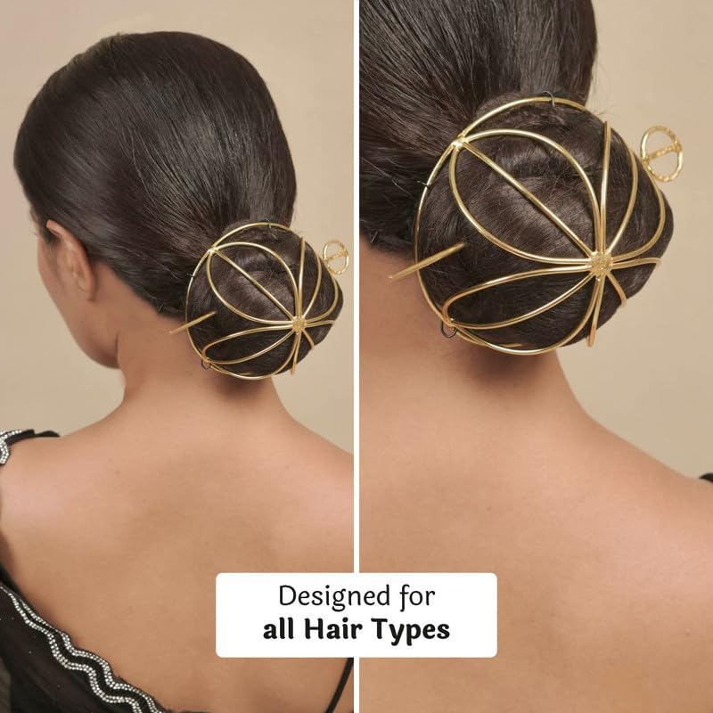 Image of Hair Drama Co. Coil Style Bun Holder with Stick | Womens Bun Holder Hairpin Slide Stick Hair Accessories | Traditional Hair Bun Accessories for Women