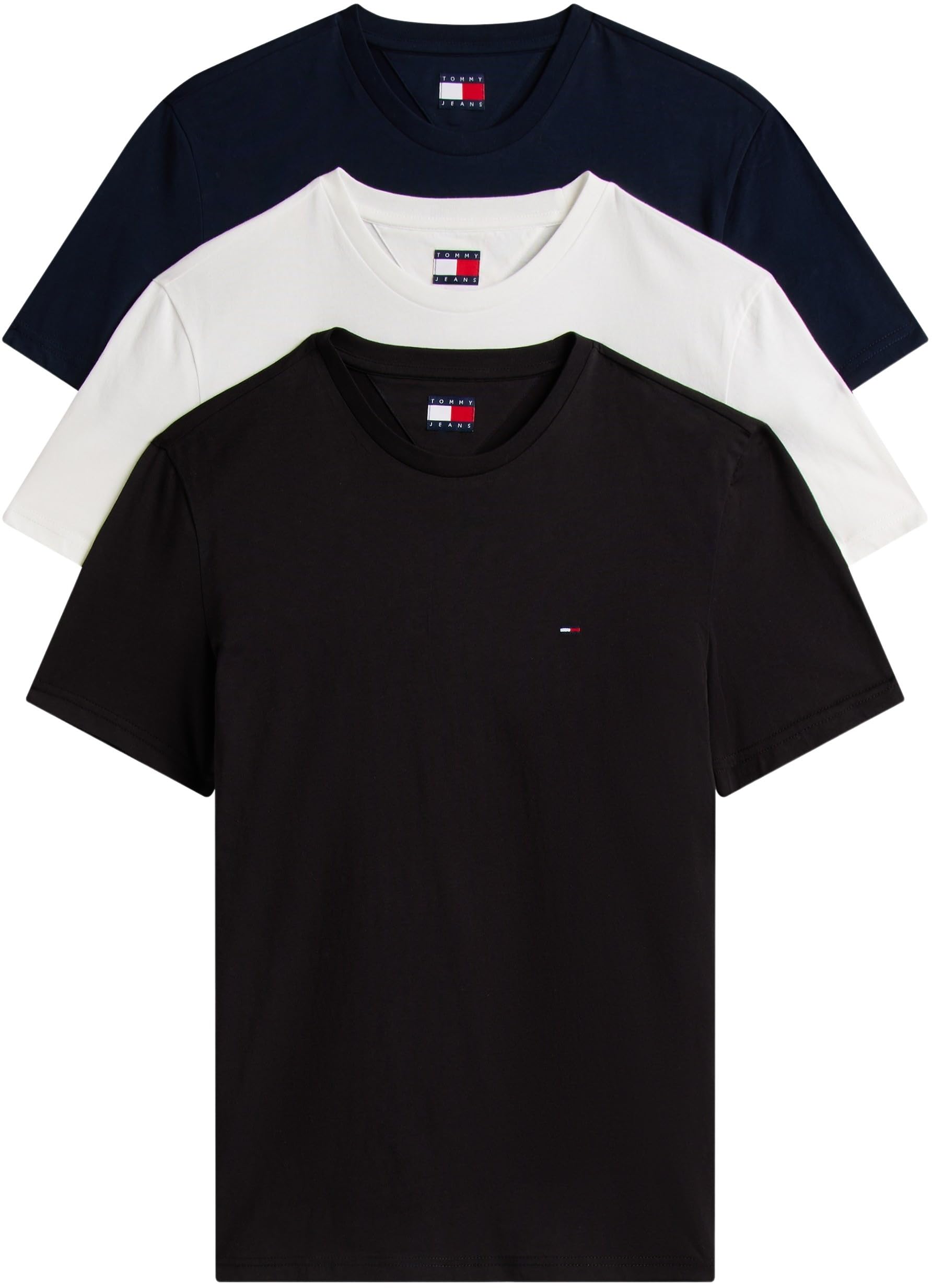 Tommy Jeans Herren 3er Pack T-Shirts Kurzarm aus Baumwolle