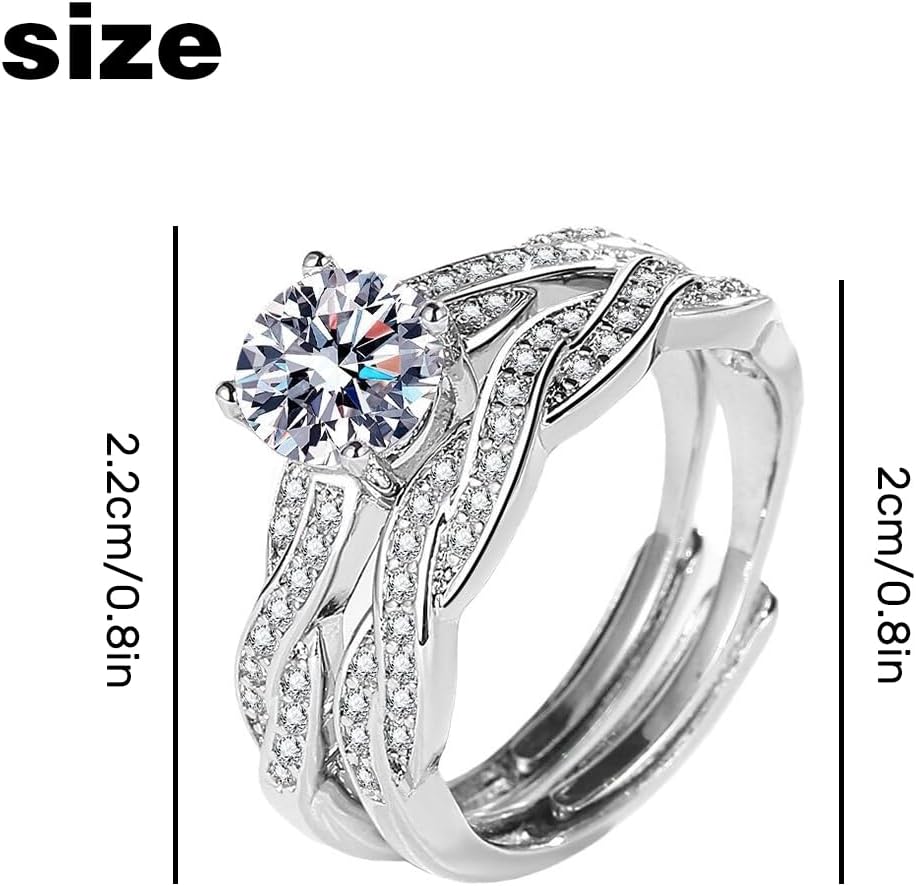 S925 Sterling Silver Rings for Women, Celtic Knot Shaped Cross Adjustable Rings for Women Cubic Zirconia Bands Thumb Finger Ring, Engagement Rings Promise Bands for Women Statement Ring