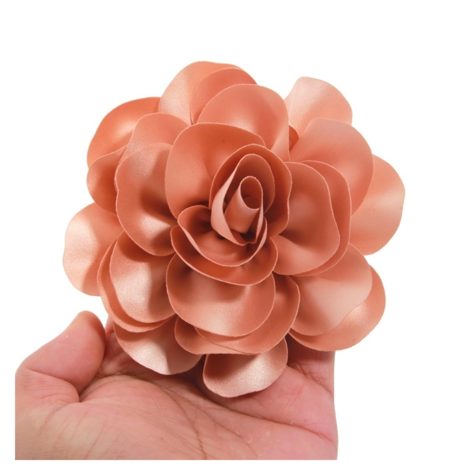 Satinblumen Satin-Brosche mit großen Blumen | 10 Stück 11 cm handgefertigte Kleidungsaccessoire-Dekoration(Peach)