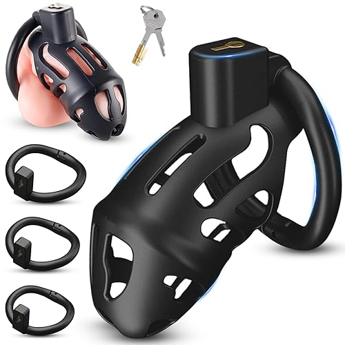 BDSMJOY Peniskäfig mit 3 Hodenringe,Chastity Cage Male,Keuschheitskäfig Keuschheitsgürtel für Herren extrem,BDSMs Spielzeug extrem Sklavin Sex Toyset Herren (Schwarz, 45+50+55 MM) - 45+50+55 MM - Schwarz