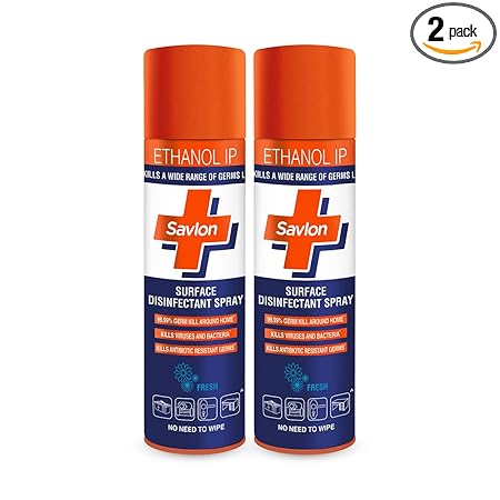Savlon Surface Disinfectant Spray Sanitizer, Germ Protection on Hard & Soft Surfaces, 230ml ( Pack of 2 )