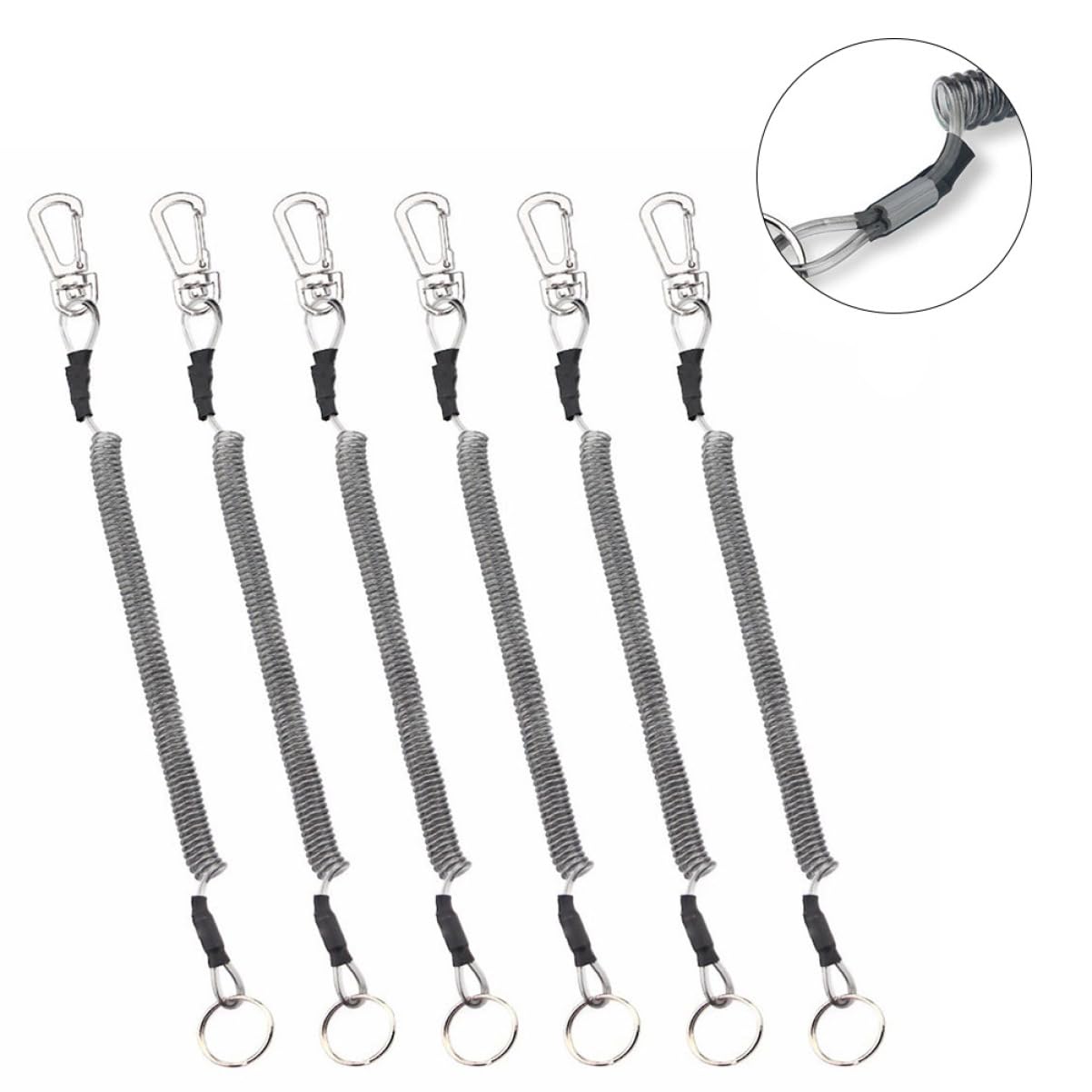Housoutil 18piezas Cuerda Protectora Retráctil para Pesca Accesorios De Pesca Al Aire Llaveros Elásticos Mosquetón Uso Agua Dulce y Salada