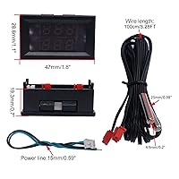 Vista 6 de Termómetro digital weideer, pantalla LED dual, Fahrenheit a Centígrado, ajustable DC 4-28V, -67~+248℉/-55～+120℃, sensor de temperatura de alta