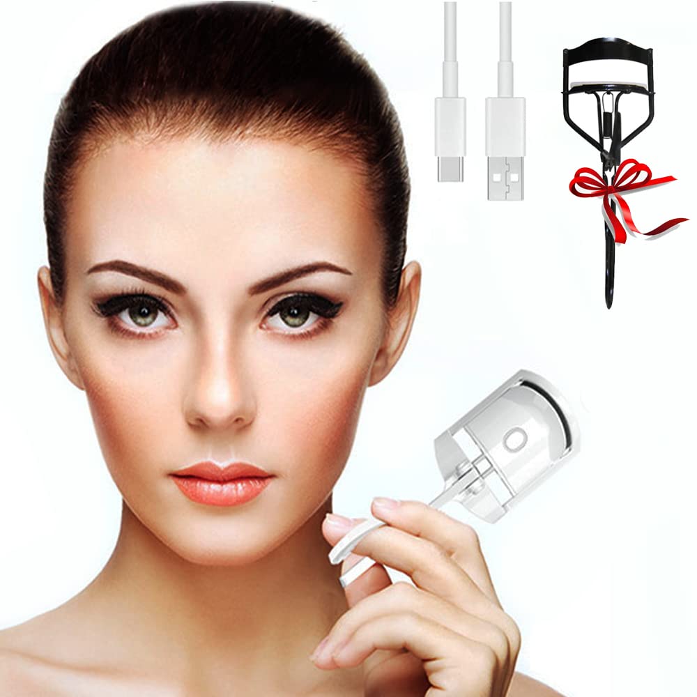 Heated-Eyelash-Curlers, Rechargeable Electric Eye Lash Curlers,2 Heating Modes Quick Natural Curling Eye Lashes, with Sensing Heating Silicone Pad, Classic Lash Curler