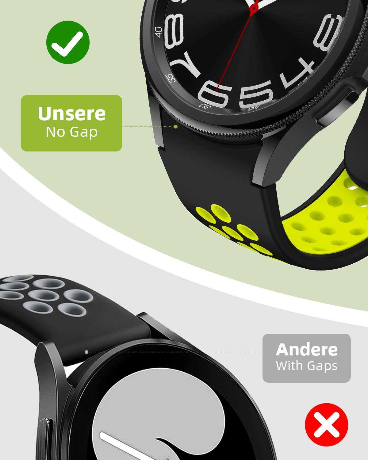 Sportowy silikonowy pasek do zegarka Samsung Galaxy Watch 6/5/4, 44 mm 40 mm / Watch 6 Classic 47 mm 43 mm / Watch 5 45 mm / Watch 4 Classic 46 mm 42 mm